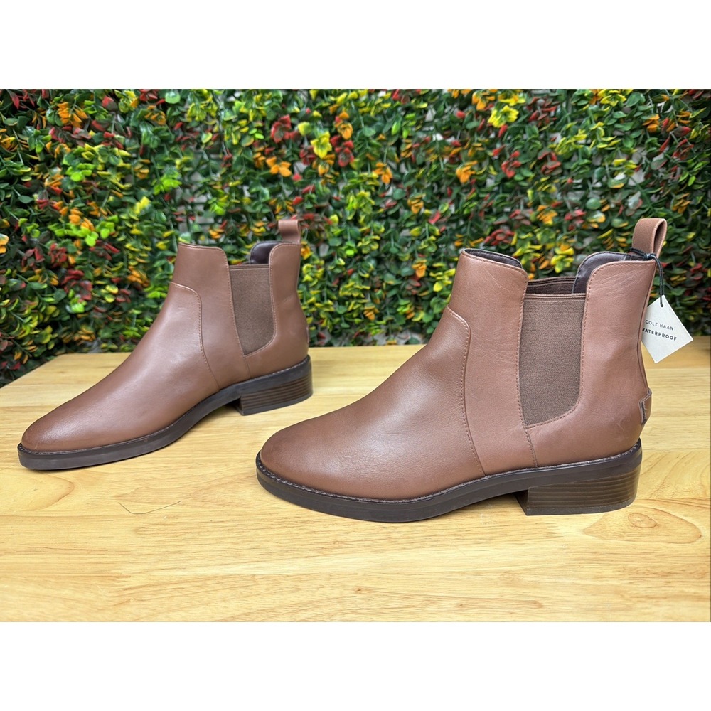 Cole Haan‎ Nora Bootie Leather Waterproof Chelsea Ankle Pull On Brown Womens 8.5 - Picture 3 of 10